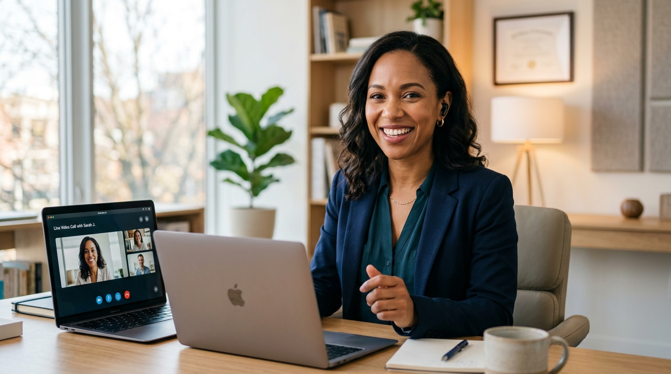 Professional conducting engaging client appointment